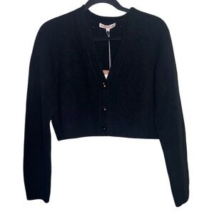 AlexaChung Black Chandra Cashmere Silk Cropped Cardigan NWT Large